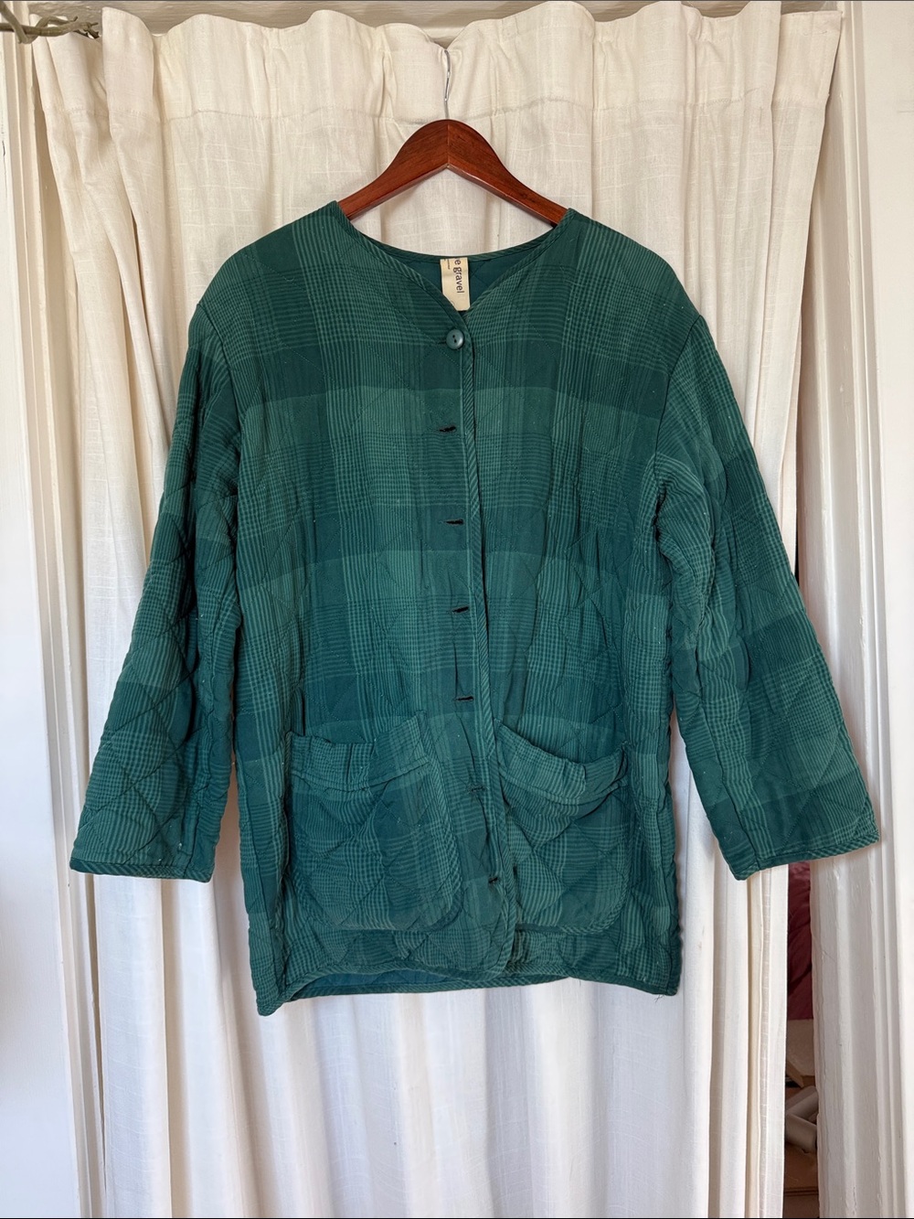 Eve Gravel Teal Green Quilted Button-Down Top